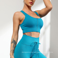 High Quality Seamless Yoga Suit Wear High Waisted Shorts Yoga Sets Zip Bra Drawstring Shorts Yoga Sets